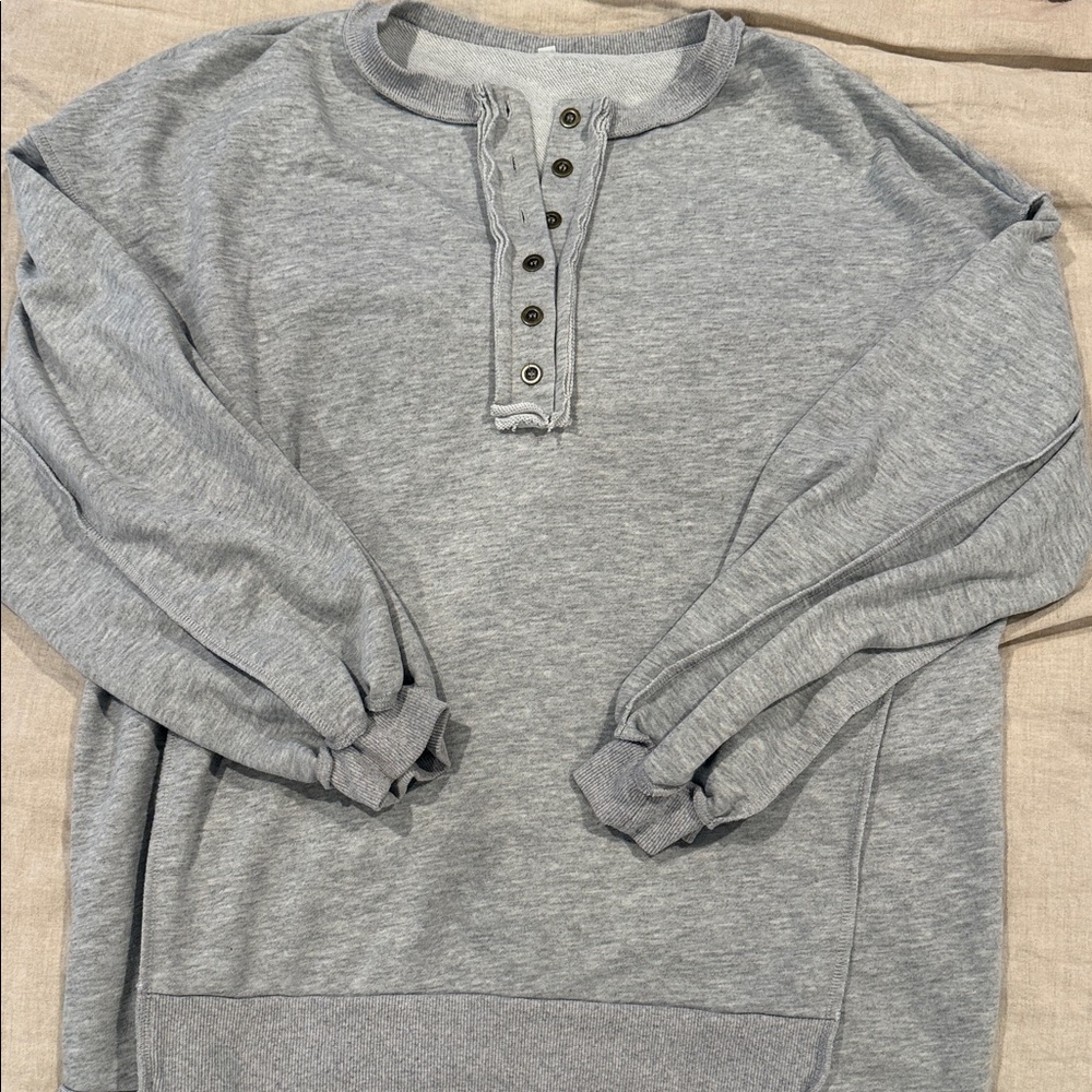 Amazon Gray Button-Up Sweatshirt